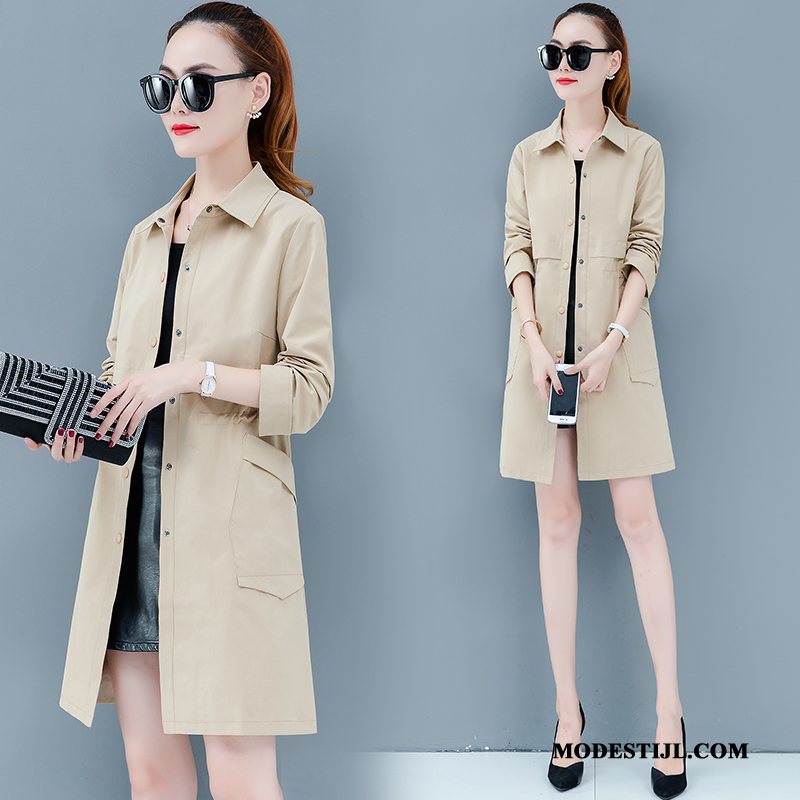 Dames Trenchcoat Online Vet Voorjaar Grote Maten Vrouwen Dunne Effen Kleur Rood