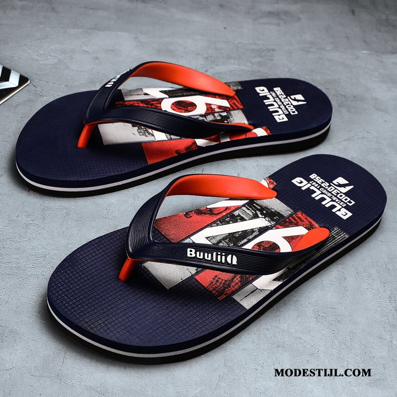 Heren Flip Flops Kopen Student Outdoor Persoonlijk Antislip Zomer Blauw Zandkleur