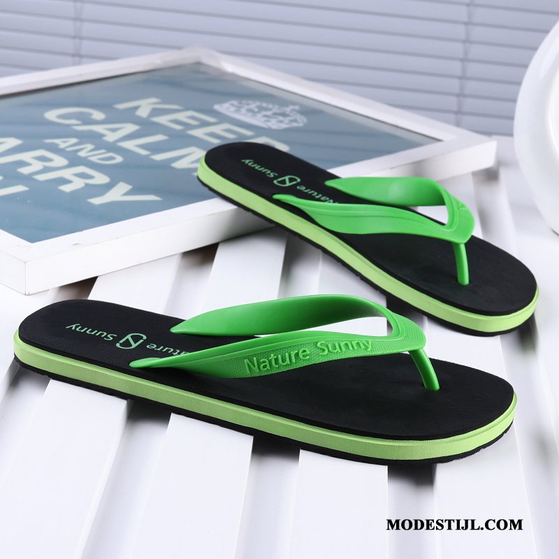 Heren Flip Flops Sale Casual Slipper Super Pantoffels Mannen Zandkleur Groen