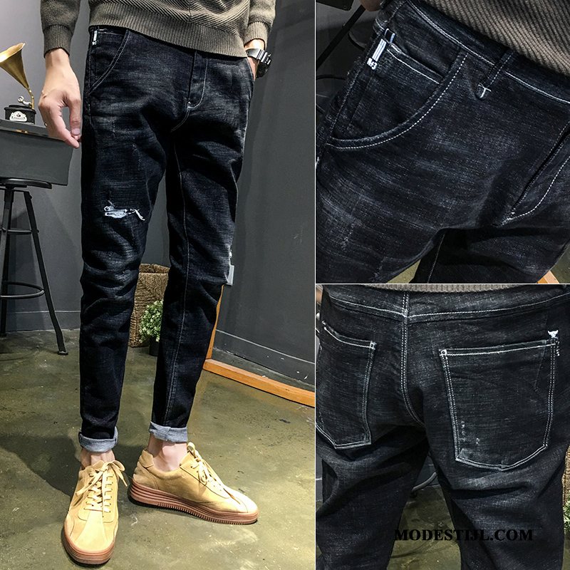 Heren Jeans Aanbiedingen Rechtdoor Broek Slim Fit Trendy Merk Voorjaar Zwart