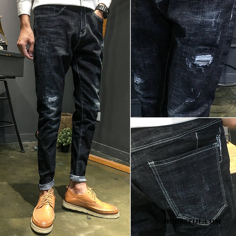 Heren Jeans Aanbiedingen Rechtdoor Broek Slim Fit Trendy Merk Voorjaar Zwart