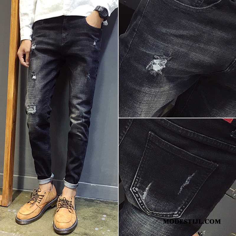 Heren Jeans Aanbiedingen Rechtdoor Broek Slim Fit Trendy Merk Voorjaar Zwart