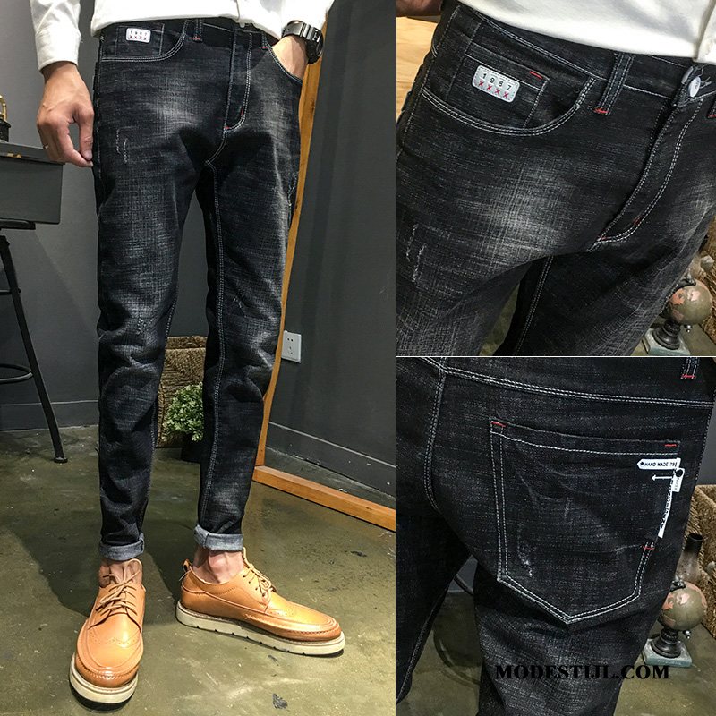 Heren Jeans Aanbiedingen Rechtdoor Broek Slim Fit Trendy Merk Voorjaar Zwart