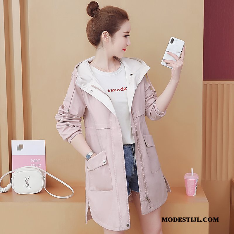 Dames Trenchcoat Goedkoop Herfst Jas Nieuw Student 2019 Roze