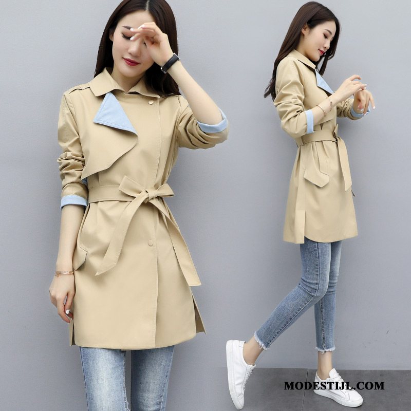 Dames Trenchcoat Kopen Slim Fit 2019 Dubbele Knop Jas Herfst Effen Kleur Kaki