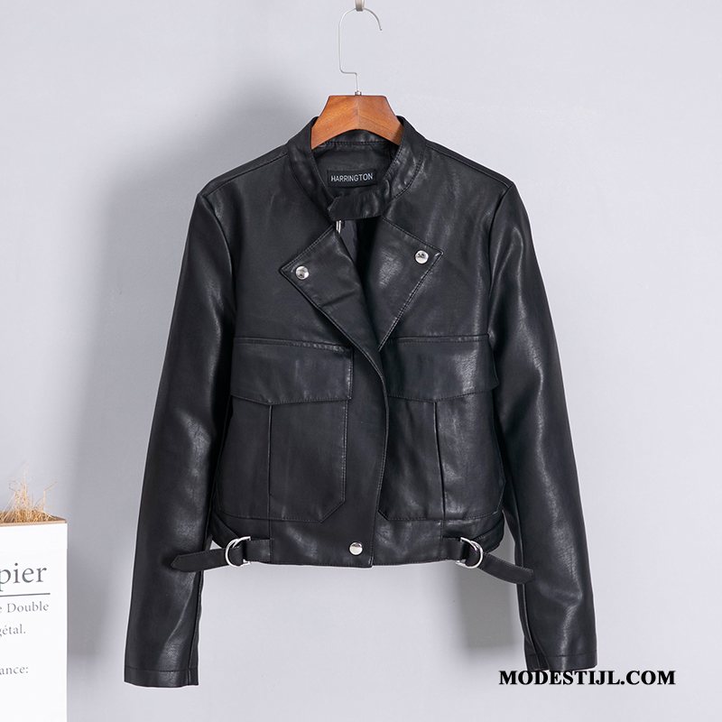 Dames Leren Jassen Online Pu Kort Super Herfst Dunne Zwart Dames Leren Jassen Online Pu Kort Super Herfst Dunne Zwart